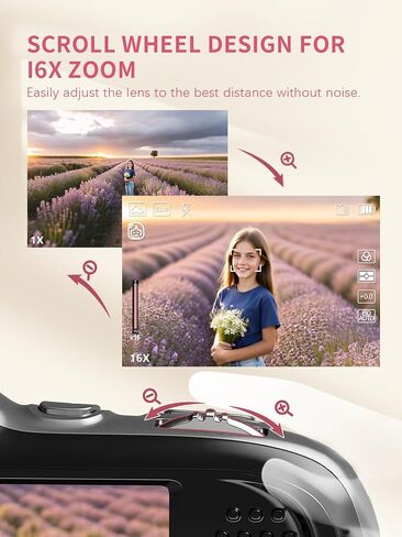 True 64MP Digital Camera 4K - 16X Zoom Autofocus, with Beauty & Macro Mode, 32GB TF Card, Compact Portable Vlogging Cameras for Photography Beginners Teens Adults (Black) in Saudi Arabia