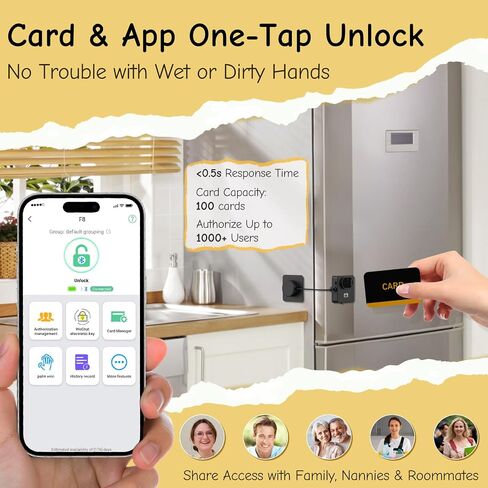 قفل ثلاجة وريد النخيل، قفل أمان ذكي للأطفال للثلاجة والفريزر | قفل صغير RFID، تحكم في التطبيق، لا يوجد لاصق مثقاب لخزانة ونافذة درج المرحاض قابل لإعادة الشحن in Kuwait