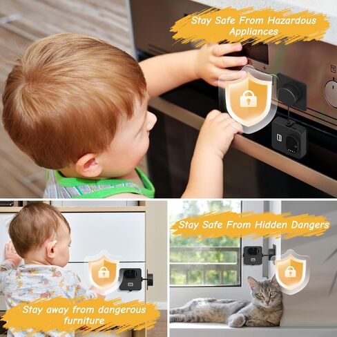 قفل ثلاجة وريد النخيل، قفل أمان ذكي للأطفال للثلاجة والفريزر | قفل صغير RFID، تحكم في التطبيق، لا يوجد لاصق مثقاب لخزانة ونافذة درج المرحاض قابل لإعادة الشحن in Kuwait
