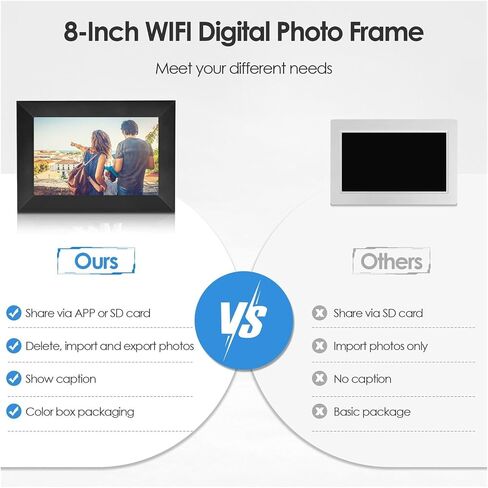 Smart WiFi Photo Frame Digital Picture Frame IPS Touch Screen 16GB Storage Auto Rotation APP Control Clearer in Saudi Arabia