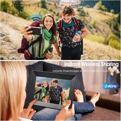 Smart WiFi Photo Frame Digital Picture Frame IPS Touch Screen 16GB Storage Auto Rotation APP Control Clearer in Saudi Arabia