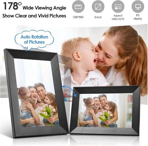 Smart WiFi Photo Frame Digital Picture Frame IPS Touch Screen 16GB Storage Auto Rotation APP Control Clearer in Saudi Arabia
