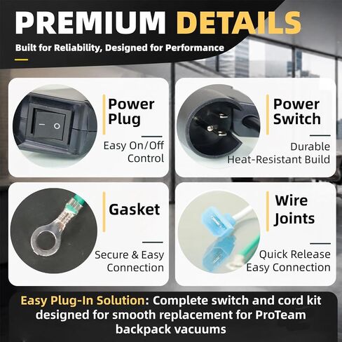 836225 Backpack Vacuum Cleaner Switch Box Full Assembly for ProTeam | Cleaner Switch Box Compatible with ProTeam Super Coach Pro 10 & 6, Backpack Vacuums with Switch Cord and Power Cord Assembly in Saudi Arabia