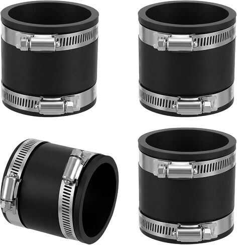 4 Pcs 2-1/2 Inch Dust Control Flex Cuffs with Stainless Steel Hose Clamps, Flexible Rubber Connector for Plastic and Copper Plumbing Connections(2-1/2 Inch) in Saudi Arabia