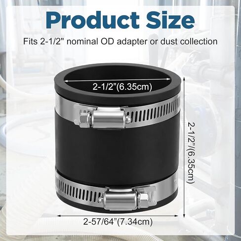 4 Pcs 2-1/2 Inch Dust Control Flex Cuffs with Stainless Steel Hose Clamps, Flexible Rubber Connector for Plastic and Copper Plumbing Connections(2-1/2 Inch) in Saudi Arabia
