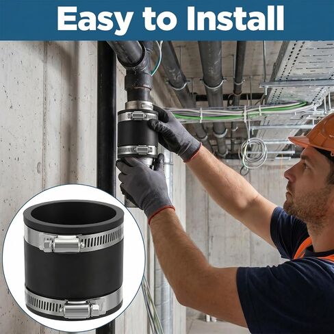 4 Pcs 2-1/2 Inch Dust Control Flex Cuffs with Stainless Steel Hose Clamps, Flexible Rubber Connector for Plastic and Copper Plumbing Connections(2-1/2 Inch) in Saudi Arabia