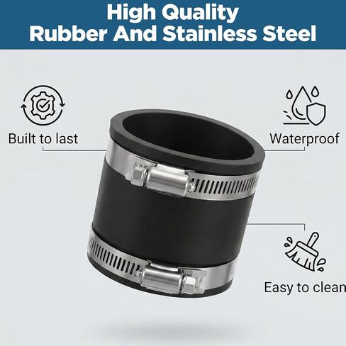 4 Pcs 2-1/2 Inch Dust Control Flex Cuffs with Stainless Steel Hose Clamps, Flexible Rubber Connector for Plastic and Copper Plumbing Connections(2-1/2 Inch) in Saudi Arabia