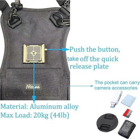 AH1 Camera Harness Quick Release System with Arca Type QR Mount Plate | for 1 Camera Canon Nikon Sony Panasonic Olympus DSLR HiKing Climbing Wedding in Saudi Arabia
