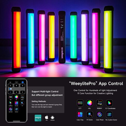 weeylite K21 App Control Handheld Magnetic RGB Tube Light Wand 2 Pack in Kuwait