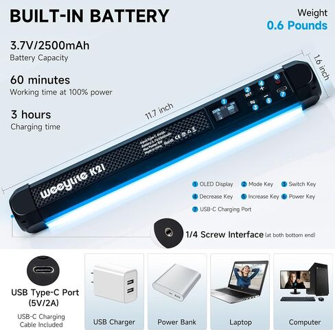 weeylite K21 App Control Handheld Magnetic RGB Tube Light Wand 2 Pack in Kuwait
