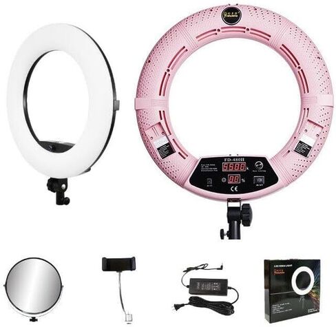 Dimmable LED Ring Light FD-480II for Portrait Selfie YouTube Photo Video Studio Photography Continuous Light with Tripod, Batteries, Chargers, Carrying Bag, Makeup Mirror, Photo/Camera Holder in Saudi Arabia