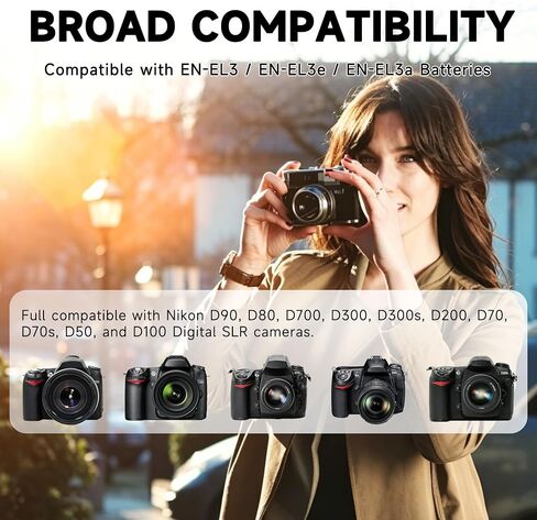 MH-18a Battery Charger for Nikon D90, D80, D700, D300, D300s, D200, D70, D70s, D50, D100 Digital SLR Cameras, EN-EL3 EN-EL3e EN-EL3a Quick Charging Base with US AC Power Cord, Replacement MH-18 in Saudi Arabia