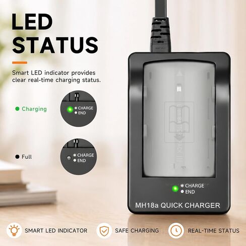 MH-18a Battery Charger for Nikon D90, D80, D700, D300, D300s, D200, D70, D70s, D50, D100 Digital SLR Cameras, EN-EL3 EN-EL3e EN-EL3a Quick Charging Base with US AC Power Cord, Replacement MH-18 in Saudi Arabia