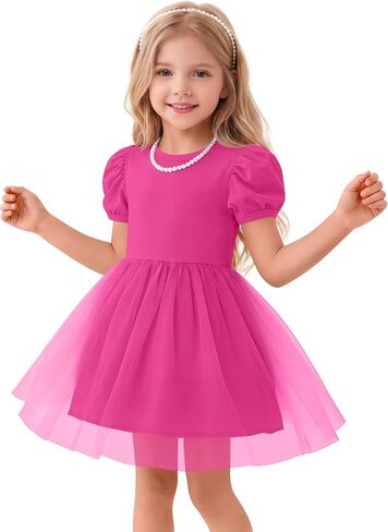 Toddler Tutu Dress Girls Tulle Dresses | Puff Sleeve, Puffy, A-line, Short Sleeve, for Summer, 2-8y, Casual, Party, Birthday, Princess, Cute, Holidays, Soft, Daily in Saudi Arabia