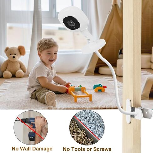 15.7in Flexible Baby Monitor Mount Compatible with Nanit Pro Smart Baby Monitor & Flex Stand, Also for Cameras with 1/4 Screw Mount 360° Adjustable Long Gooseneck Arm for Crib, Dresser, Shelf in Saudi Arabia