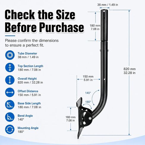 Heavy Duty Antenna Mounting Pole for Ambient Weather Station, Starlink 4/4X | 1.5" Dia x 33" L J Mount for Ambient Weather WS-5000, WS-2902, WS-2000, Satellite TV Antenna Bracket, 2mm Thick Steel in Saudi Arabia