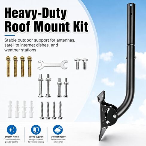 Heavy Duty Antenna Mounting Pole for Ambient Weather Station, Starlink 4/4X | 1.5" Dia x 33" L J Mount for Ambient Weather WS-5000, WS-2902, WS-2000, Satellite TV Antenna Bracket, 2mm Thick Steel in Saudi Arabia