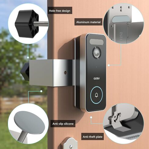 حامل جرس باب مضاد للسرقة لكاميرا AOSU Video Doorbell Pro (V8P1AX11)/SE (V8E2CA11) وكاميرا AOSU Video Doorbell Ultra(V8S1AX11)، ملحقات حامل حامل جرس الباب القابل للتعديل in Kuwait