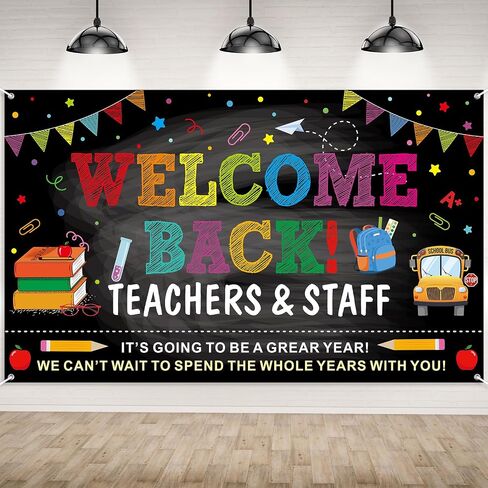 Welcome Back to School Backdrops for Teachers and Staff,First Day of School Banner Sign Polyester Photography Background for School Classroom Office Decorations,73x44 Inch in Saudi Arabia