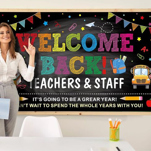 Welcome Back to School Backdrops for Teachers and Staff,First Day of School Banner Sign Polyester Photography Background for School Classroom Office Decorations,73x44 Inch in Saudi Arabia
