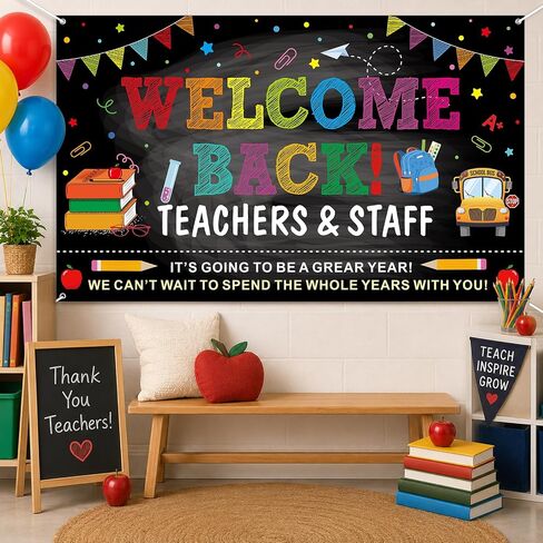 Welcome Back to School Backdrops for Teachers and Staff,First Day of School Banner Sign Polyester Photography Background for School Classroom Office Decorations,73x44 Inch in Saudi Arabia
