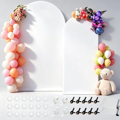 White Arch Covers 7.2 and 6ft with Spring Clamps & Balloon Clips | Spandex Stretchy, Double-Sided, Opaque, Wrinkle-Resistant, Arch Backdrop Decor for Wedding, Birthday, Party, Baby Shower in Saudi Arabia
