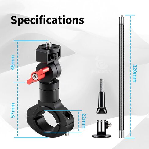 Motorcycle Bike Handlebar Mount for Insta360, 360° Adjustable Aluminium Alloy Rod, Bike Selfie Stick Handlebar Mount for Insta360 X4 X3 X2 X ONE RS R,GoPro (1/4 Threads) in Saudi Arabia