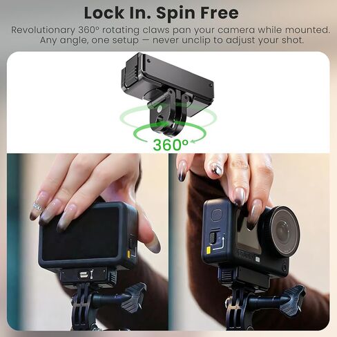 Foldable 2-Prong Magnetic Quick Release Mount with Mechanical Lock & 360° Rotation for DJI Osmo Action 6/Osmo Nano, Aluminum Base with 1/4" Thread, Action Camera Adapter in Saudi Arabia