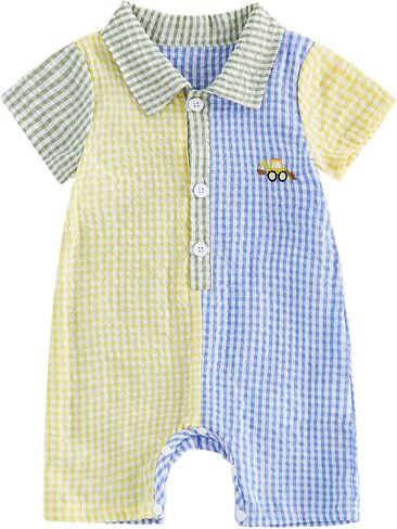 Newborn Baby Fall Outfit Waffle Truck Sweatshirt Romper 0-18 M | Baby Boy Fall Winter Clothes Infant Boy Waffle Truck Outfits Long Sleeve Round Neck Jumpsuit Baby Boy Coming Home Outfit in Saudi Arabia