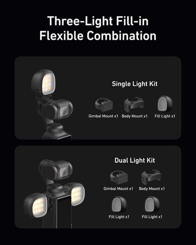 TELESIN Magnetic Fill Light for DJI Osmo Pocket 4 3 & Xtra CRI95+ Mini Vlog Lamp with 3 Color Temperatures 3 Brightness Levels Ultra Light 19g Portable for Content Creation in Kuwait