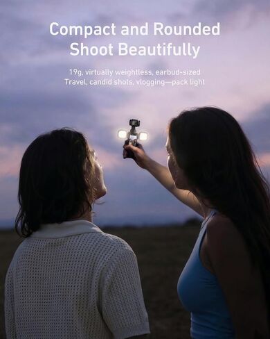 TELESIN Magnetic Fill Light for DJI Osmo Pocket 4 3 & Xtra CRI95+ Mini Vlog Lamp with 3 Color Temperatures 3 Brightness Levels Ultra Light 19g Portable for Content Creation in Kuwait