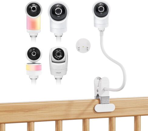 Baby Monitor Mount Compatible with VTech & Leapfrog VM901 VM924 LF920HD Universal Flexible Anti-Sag Gooseneck Crib Holder Stand, 1/4" Thread Camera Bracket, Quick-Clip No Drill in Saudi Arabia