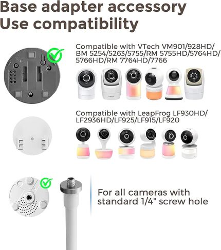 Baby Monitor Mount Compatible with VTech & Leapfrog VM901 VM924 LF920HD Universal Flexible Anti-Sag Gooseneck Crib Holder Stand, 1/4" Thread Camera Bracket, Quick-Clip No Drill in Saudi Arabia