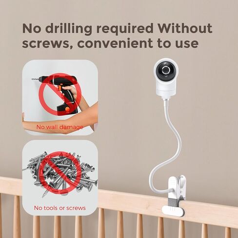 Baby Monitor Mount Compatible with VTech & Leapfrog VM901 VM924 LF920HD Universal Flexible Anti-Sag Gooseneck Crib Holder Stand, 1/4" Thread Camera Bracket, Quick-Clip No Drill in Saudi Arabia