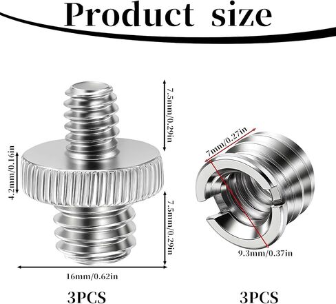 3 PCS 1/4 Inch to 3/8 Inch Tripod Adapter & 3PCS 3/8 to 1/4 Mount Screws Adapter, Threaded Screws Adapters Double Head Stud Standard Mounting Thread Converter for Camera Tripod Monopod Light Stand in Saudi Arabia