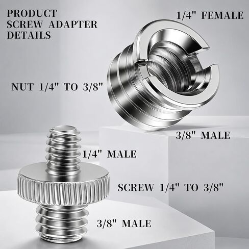 3 PCS 1/4 Inch to 3/8 Inch Tripod Adapter & 3PCS 3/8 to 1/4 Mount Screws Adapter, Threaded Screws Adapters Double Head Stud Standard Mounting Thread Converter for Camera Tripod Monopod Light Stand in Saudi Arabia