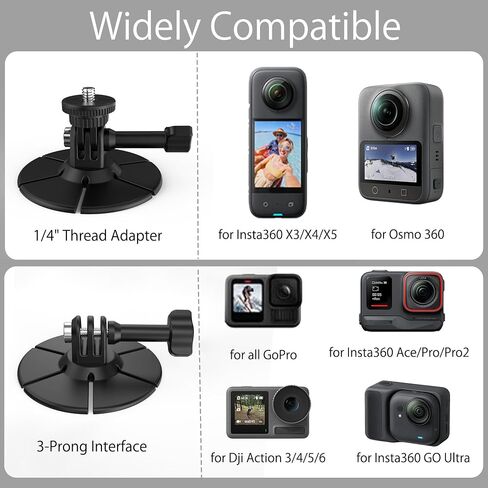2Pcs Flexible Adhesive Helmet Mount for GoPro/Insta360/DJI Action Cameras | Snowboard Surfboard Flat Curved Sticky Mount Base for GoPro 13/12/11/10/9, for Insta360 X5/X4/X3, for DJI Action 6/5/4/3 in Kuwait