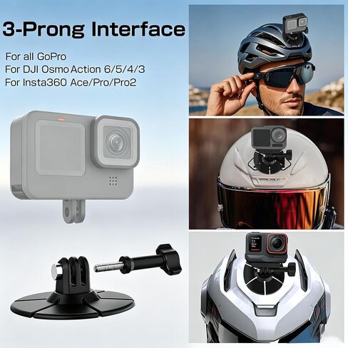 2Pcs Flexible Adhesive Helmet Mount for GoPro/Insta360/DJI Action Cameras | Snowboard Surfboard Flat Curved Sticky Mount Base for GoPro 13/12/11/10/9, for Insta360 X5/X4/X3, for DJI Action 6/5/4/3 in Kuwait