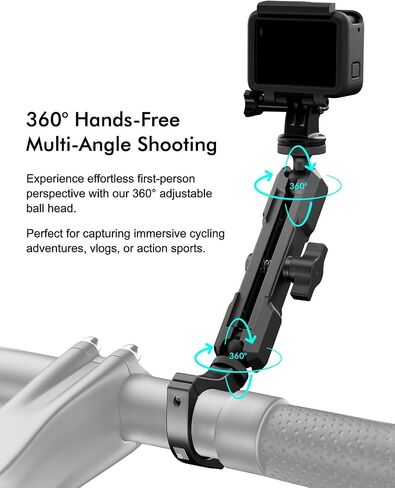 Hamdril 360° Adjustable Camera Mount Compatible with, Insta360 X5 X4 X3, GO3, Ace Pro 2, DJI Action 3 4 5 Pro, Pocket 3 & More, Fits 0.76-2 Inch Round Tube for UTV ATV Motorcycle Bike in Saudi Arabia