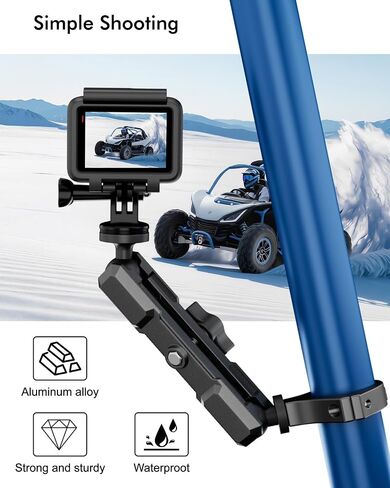 Hamdril 360° Adjustable Camera Mount Compatible with, Insta360 X5 X4 X3, GO3, Ace Pro 2, DJI Action 3 4 5 Pro, Pocket 3 & More, Fits 0.76-2 Inch Round Tube for UTV ATV Motorcycle Bike in Saudi Arabia