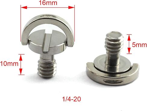 HJ Garden 2pcs 1/4-20 Thread D-Ring Stainless Steel Camera Fixing Screws for Camera Tripod Monopod QR Plate,D Shaft Quick Release Plate Mounting Screw 10mm Length in Saudi Arabia