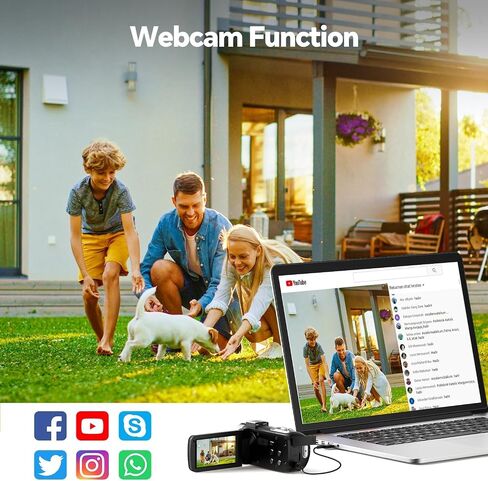 Camcorder Video Camera 4K Digital Camera for Vlogging 42MP 3" 270° Rotation Screen 18X Digital Zoom Cam Corder for YouTube with 2 Batteries, 32GB SD Card, Remote Control in Saudi Arabia