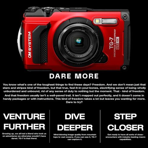 OM SYSTEM Tough TG-7 Digital Camera (Red) Bundle with Accessories (4 Items) in Kuwait