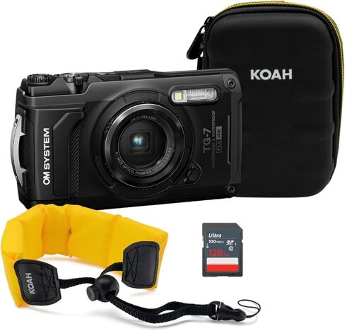 OM SYSTEM Tough TG-7 Digital Camera (Black) Bundle w/Accessories (4 Items) in Kuwait