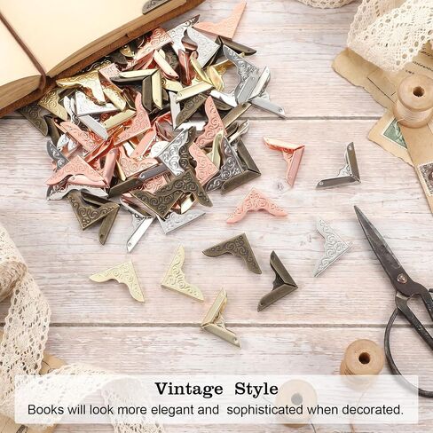 Quvvarly Metal Book Corner Protectors Decorative Photo Mounting Corners, Book Edge Protector for Picture Vintage Photo Covers Decorative Paperbacks Scrapbooking Journal Edge Guard Accessories in Kuwait