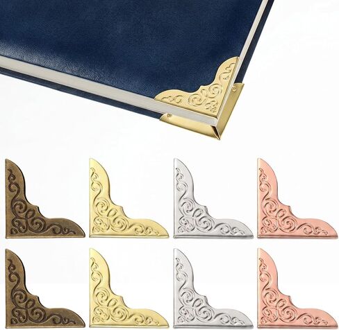 Quvvarly Metal Book Corner Protectors Decorative Photo Mounting Corners, Book Edge Protector for Picture Vintage Photo Covers Decorative Paperbacks Scrapbooking Journal Edge Guard Accessories in Kuwait