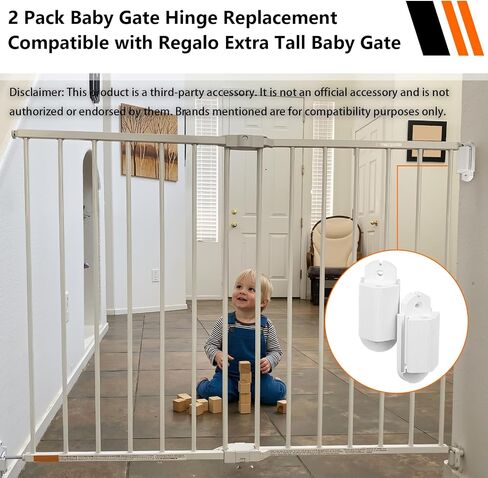 2 Pack Baby Gate Hinge Replacement Compatible with Regalo Extra Tall Baby Gate | Durable Safety Gate Parts | Secure Locking Channels | Easy to Install in Saudi Arabia
