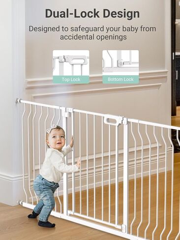 Mom's Choice GROWNSY Baby Gate, 53"-57" Auto-Close Dog Gate for Stairs & Doorways, Pressure-Mounted Easy Install - No Drill, Walk Through, Safe & Durable in Kuwait