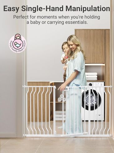 Mom's Choice GROWNSY Baby Gate, 53"-57" Auto-Close Dog Gate for Stairs & Doorways, Pressure-Mounted Easy Install - No Drill, Walk Through, Safe & Durable in Kuwait