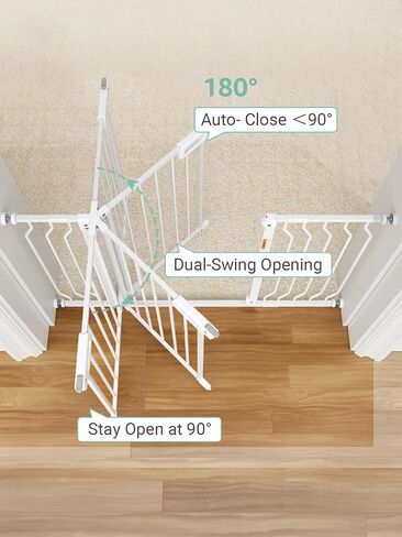 Mom's Choice GROWNSY Baby Gate, 53"-57" Auto-Close Dog Gate for Stairs & Doorways, Pressure-Mounted Easy Install - No Drill, Walk Through, Safe & Durable in Kuwait